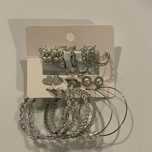 Elegant Silver and Pearl Earring Set